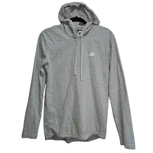 Nike Hoodie Embroidered Logo Gray Womens Size Medium Cotton Athletic  Sweatshirt